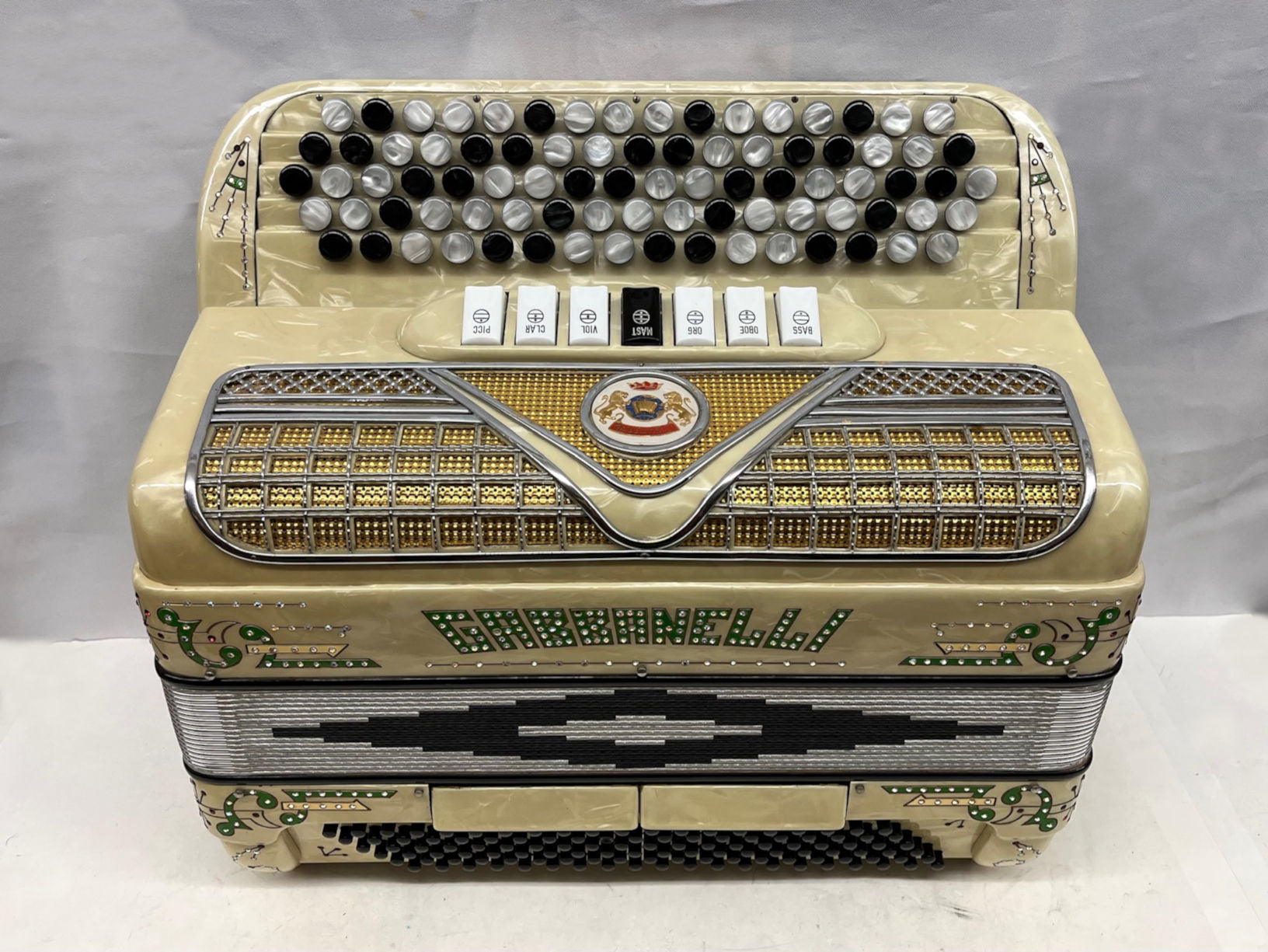 Gabbanelli Chromatic Button Accordion B System LMH 5 Row 120 Bass - Wh ...