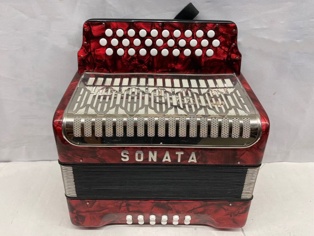 Sonata Diatonic Button Accordion GCF MM 3 Row 12 Bass - Red