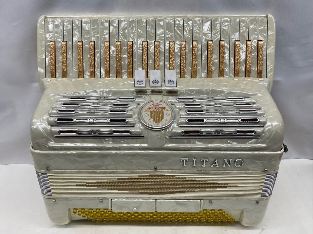 Titano Ideal Piano Accordion LM 41 Key 120 Bass - White/Gold