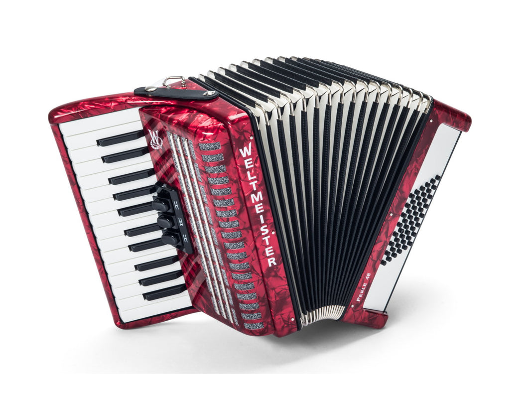 Weltmeister Perle 48 Bass Piano Accordian - Red