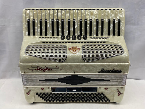 Accordiana Model 308 Made By Excelsior Piano Accordion LMM 41 Keys 120 Bass - White