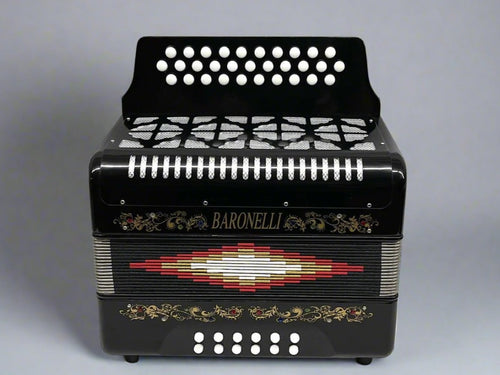 Baronelli Diatonic Button Accordion 3 Row GCF (Sol) - Black