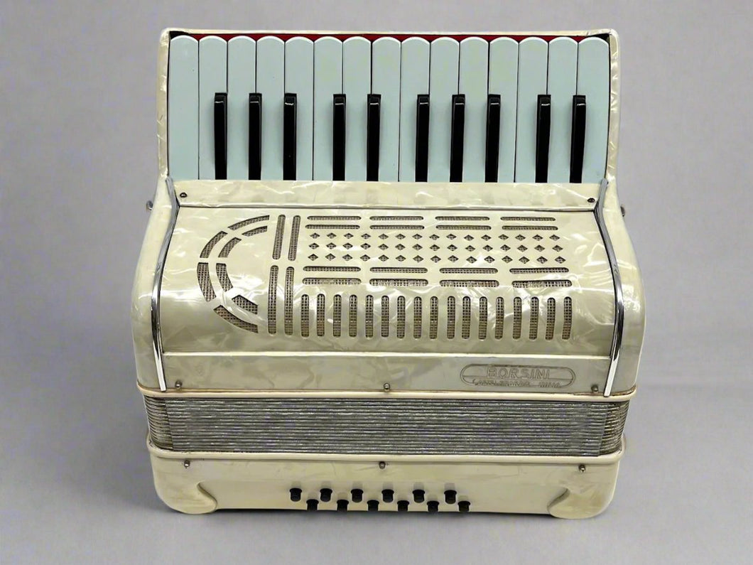 Borsini Piano Accordion 25 Key 12 Bass - White