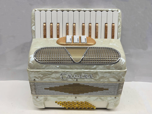 Caruso Piano Accordion MM 25 Key 48 Bass - White and Gold