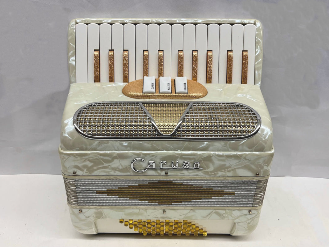 Caruso Piano Accordion MM 25 Key 48 Bass - White and Gold