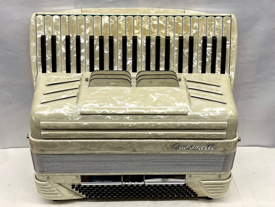 Crucianelli Mod. 10c Piano Accordion LMH 41 Key 120 Bass - White/Cream