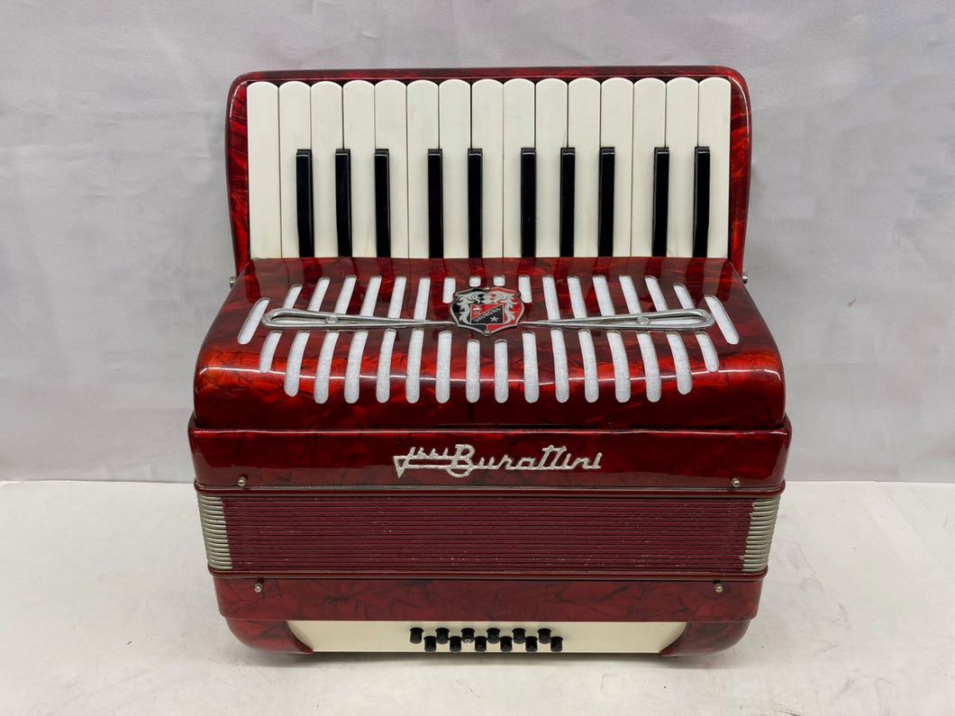 Filli Burattini Piano (Vavrona) Accordion 25 Key 12 Bass - Red