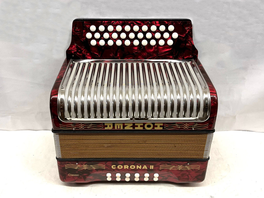 Hohner Corona II Classic Diatonic Button Accordion GCF MM 3 Row 12 Bass - Used