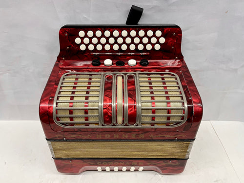 Hohner Corona III R Diatonic Button Accordion GCF LMM 3 Row 12 Bass - Red