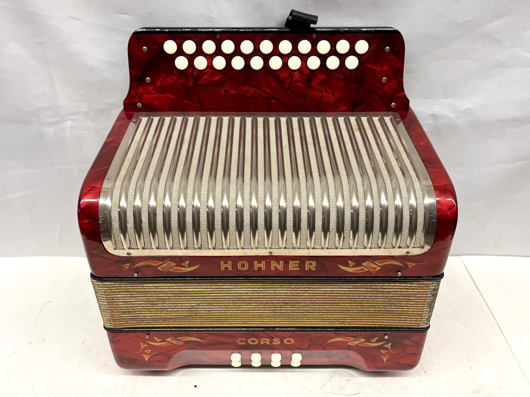 Hohner Corso ダイアトニックアコーディオン レッド Hohner Corso Diatonic Button Accordion CF MMM 2 Row 8 Bass - Red