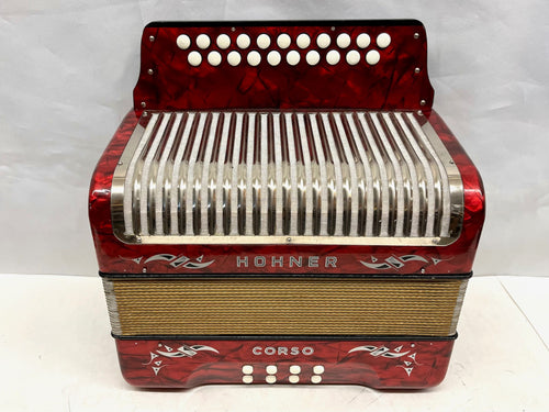 Hohner Corso Diatonic Button Accordion GC MMM 2 Row 8 Bass - Red