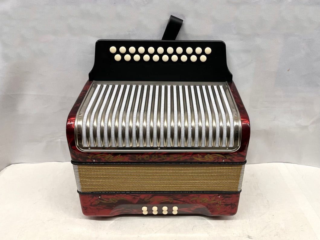 Hohner Corso Diatonic Button Accordion GC MMM 2 Row 8 Bass - Red