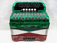 Load image into Gallery viewer, Weltmeister Corina 520 Diatonic Button Accordion GCF 3 Row 12 Bass- Green, White &amp; Red
