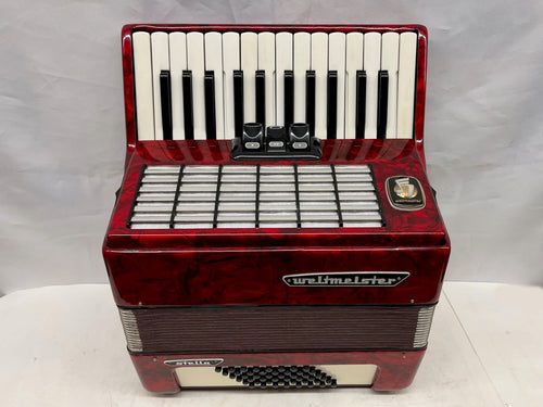 Weltmeister Stella Piano Accordion MM 26 Key 48 Bass - Red