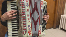 Load and play video in Gallery viewer, Camillo By Guerrini Piano Accordion LMM 41 Key 120 Bass - White with Decorations

