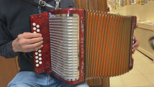 Load and play video in Gallery viewer, Hohner Corso Diatonic Button Accordion GC MMM 2 Row 8 Bass - Red
