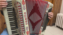Load and play video in Gallery viewer, Camillo By Guerrini Piano Accordion LMM 41 Key 120 Bass - White with Decorations
