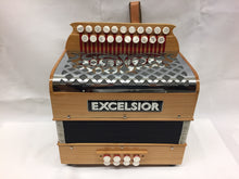 Load image into Gallery viewer, Excelsior Diatonic Button Accordion CF MM 2 Row 8 Bass - Wood FinishExcelsior Diatonic Button Accordion CF MM 2 Row 8 Bass
