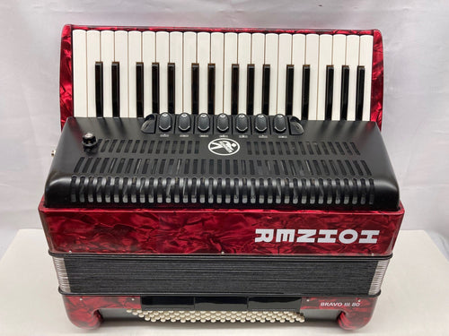 Hohner Bravo III 80 Piano Accordion LMM 37 Key 80 Bass with Microphone